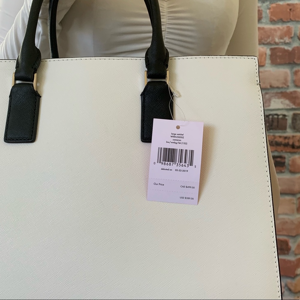 Kate spade Cameron LARGE satchel white beige black - Picture 5 of 8